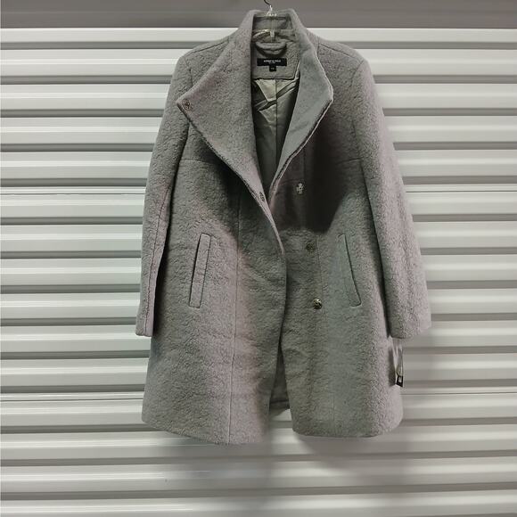 Kenneth Cole New York Wool Blend Boucle Coat Women's Large Gray Cozy Peacoat - Picture 5 of 15
